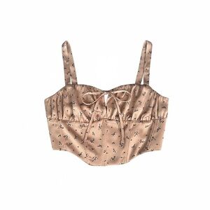 GARAGE M Pale Pink Floral Silky Satin Bustier Crop Top R $59